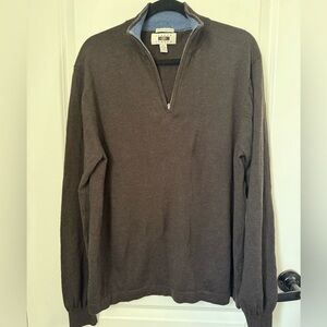 Joseph Abboud 100% Merino Wool Men's Dark Brown Zip-Up Sweater